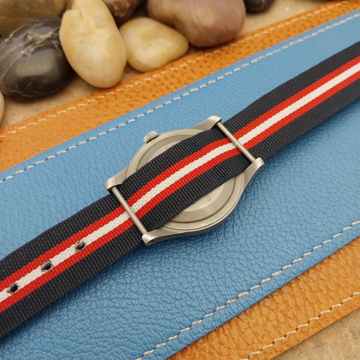 Vintage 18mm 1960s Striped Perlon Classic Single Pass Unused nos Watch Band