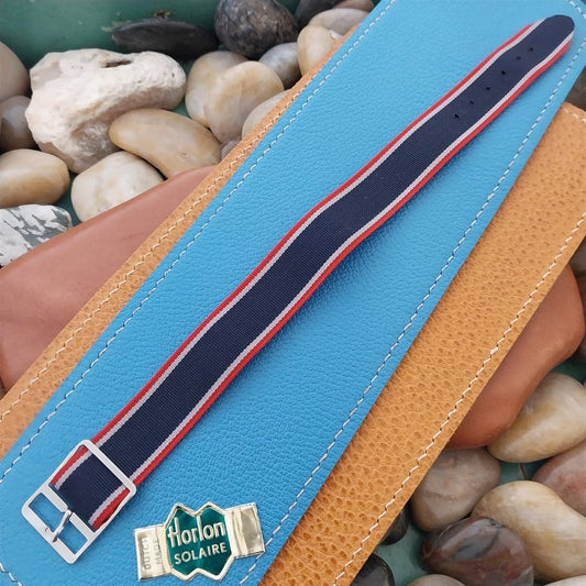 Vintage Striped Perlon Reversible 18mm Sinlge-Pass Unused Classic Watch Band