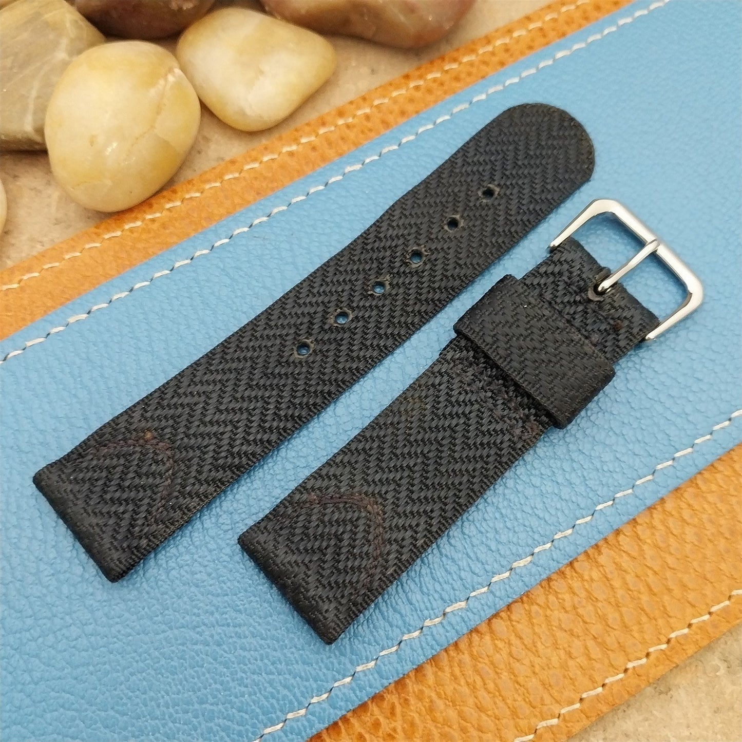 19mm Short 1940s Rayon Polyester 2-piece Tropical Unused nos Vintage Watch Band