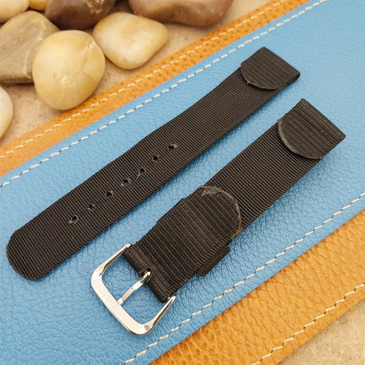 18mm 1940s Rayon Polyester 2-piece Black Tropical Unused Vintage Watch Band