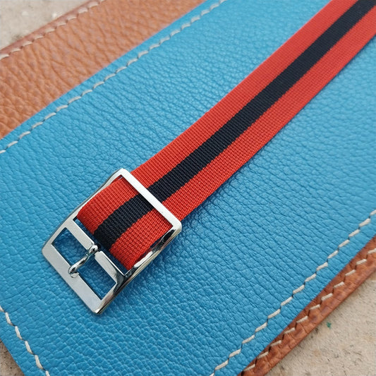 16mm 1960s Perlon Black & Red Single-Pass Unused Vintage Watch Strap