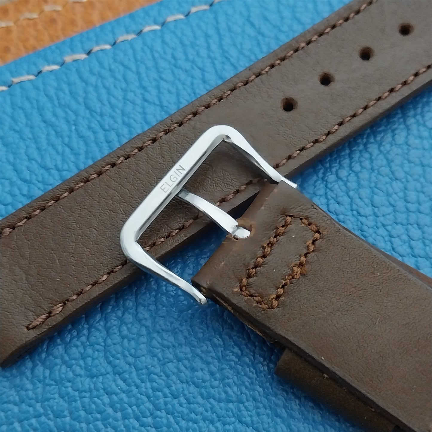 A-11 Elgin Buckle & 5/8 Champion Short Brown Calf Leather nos Vintage Watch Band