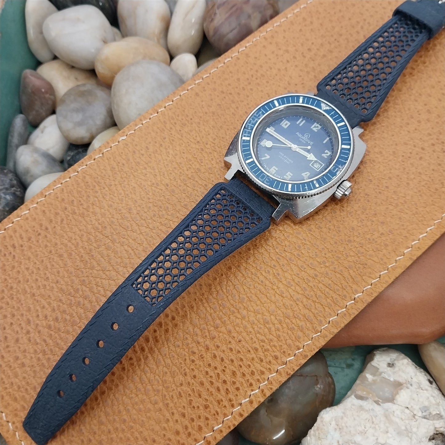 Vintage 20mm Swiss Playa Blue Classic Diver Unused NOS 1960s-1970s Watch Strap