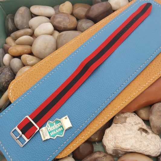 18mm Perlon Striped Reversible Military 1-piece Unused 1960s Vintage Watch Band