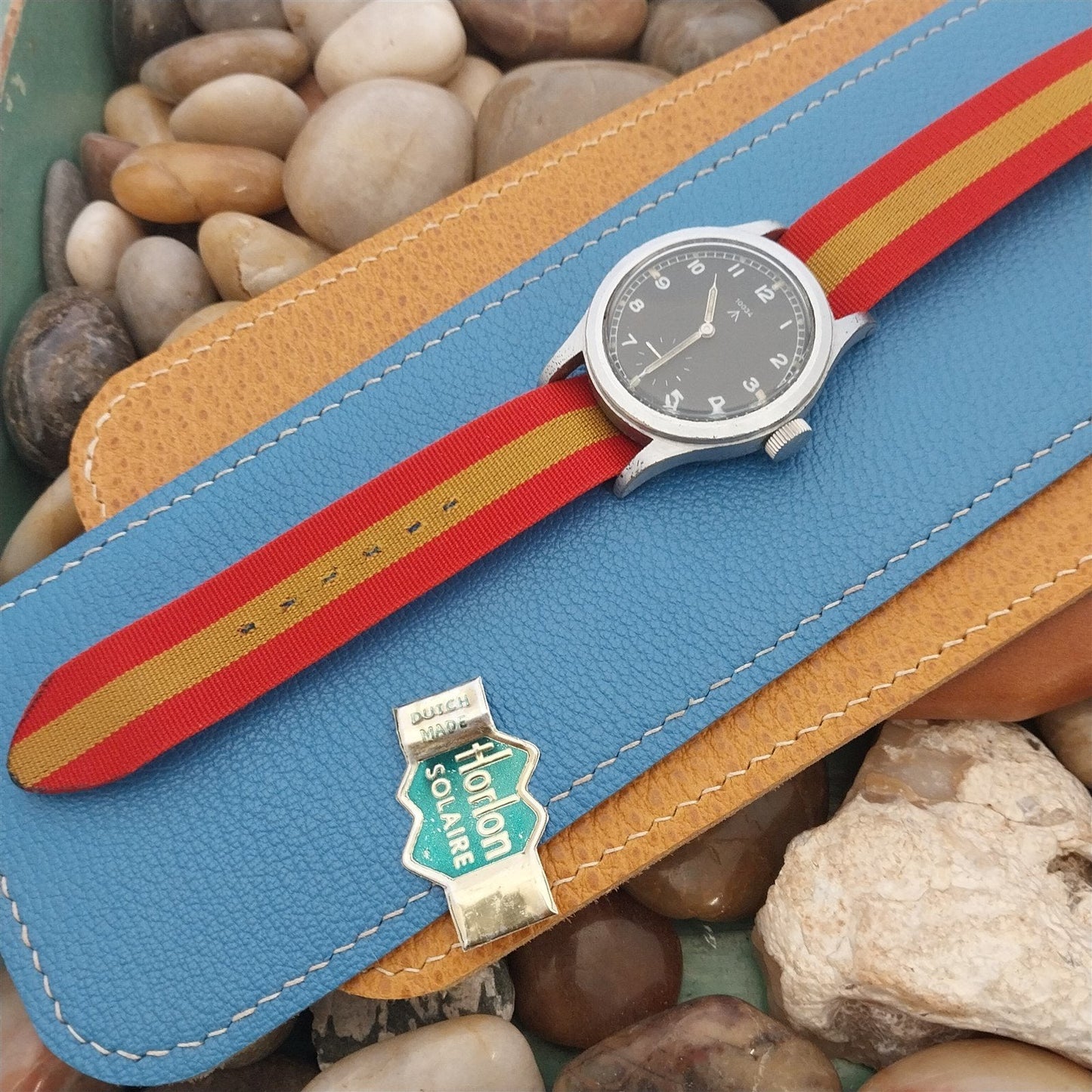 18mm Perlon Striped Reversible Military 1-piece Unused 1960s Vintage Watch Band