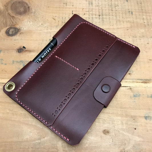 Handmade Plum Italian Buttero Leather Field Notes Notebook Travel Wallet