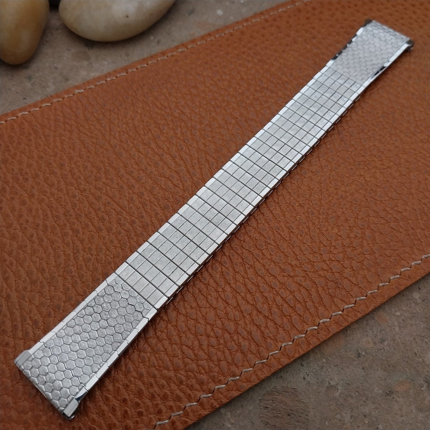 19mm 18mm 17mm Speidel Honeycomb White Gold-Fill Unused Classic 60s Watch Band