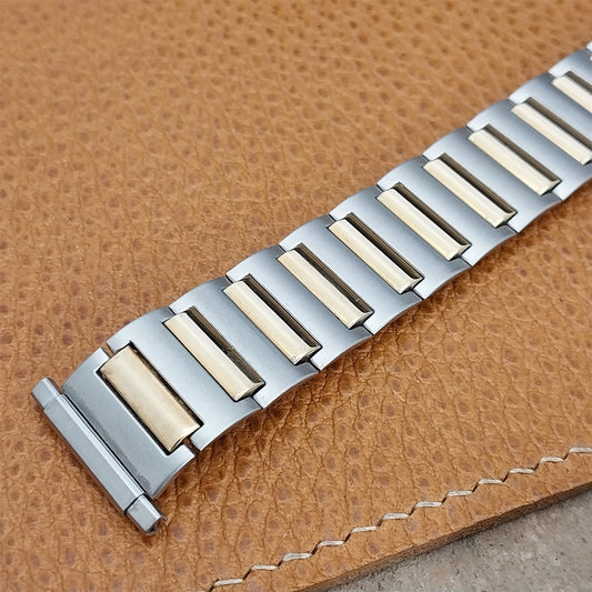 Speidel USA Wide Stainless Steel & Gold Long Expansion Unused Vintage Watch Band