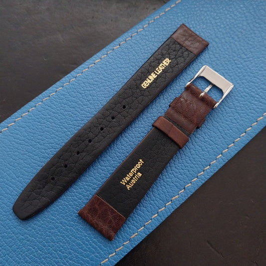 16mm Hirsch Brown Tapered Leather Unused nos Vintage Watch Strap