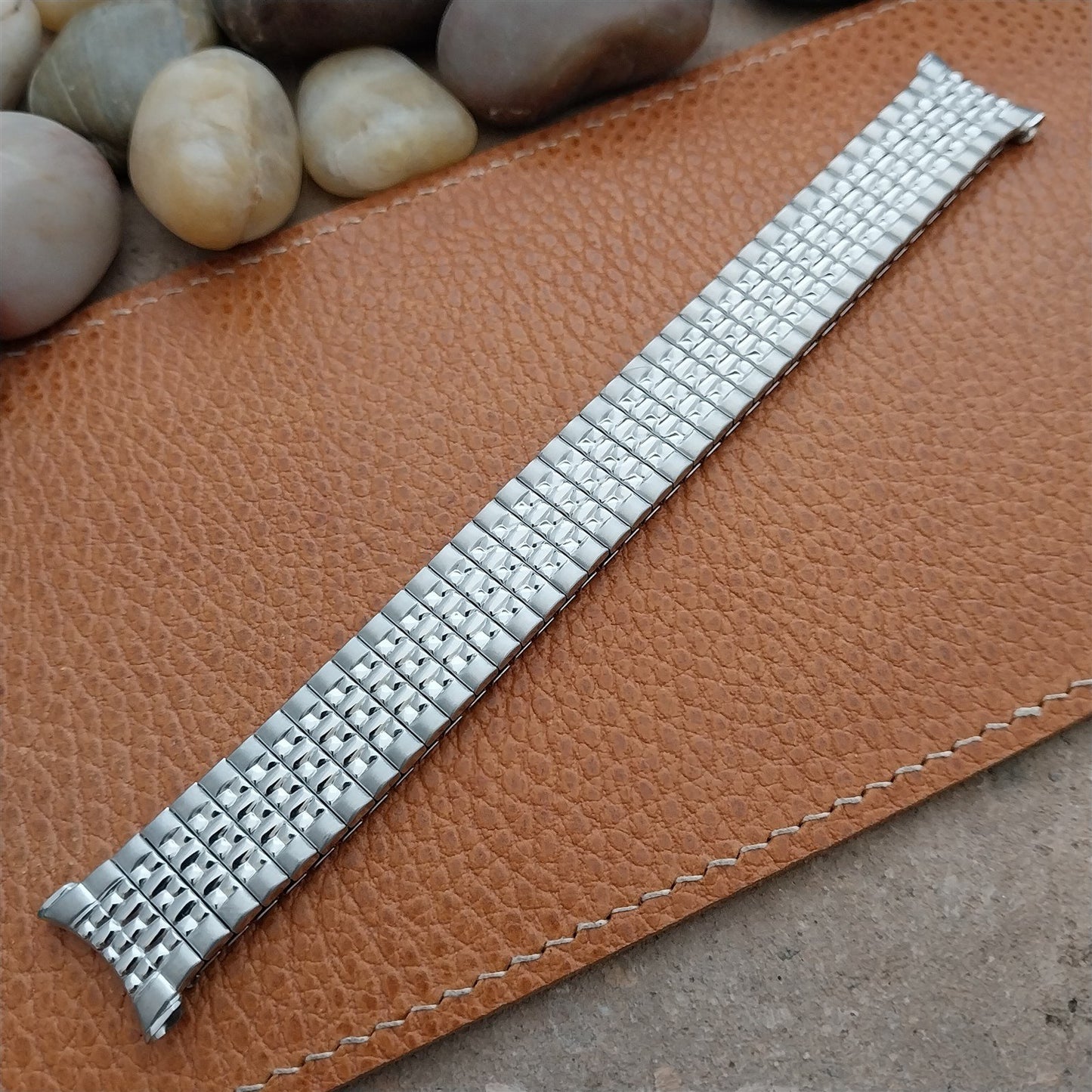 19mm 18mm 1962 Stainless Steel Rice Beads Speidel Unused nos Vintage Watch Band