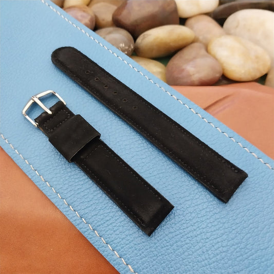 5/8" JB Champion USA Black Imported Suede Unused nos 1960s Vintage Watch Band