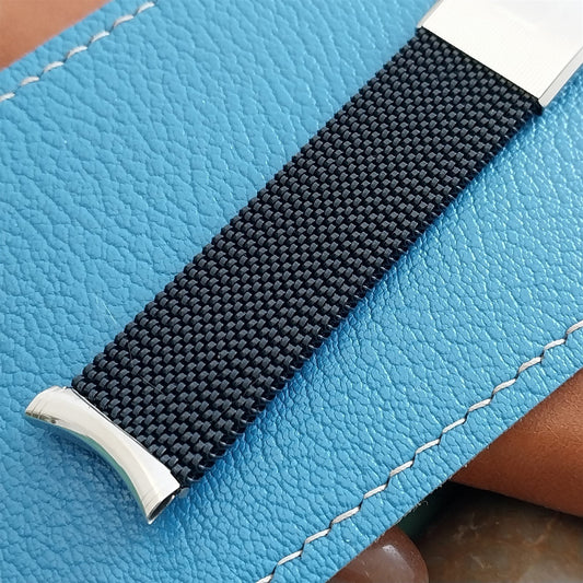 Vintage 19mm Evinger USA Blue Stainless Stretch Mesh nos Unused Watch Band