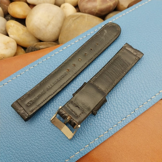 5/8" USA-Made Black Alligator Short Unused Classic 1950s nos Vintage Watch Band