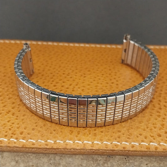 1970s nos Speidel USA Stainless Rice Beads Steel Long Vintage Watch Band