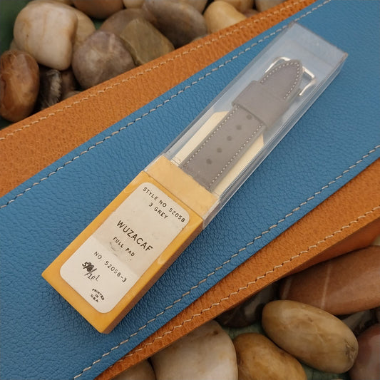 11/16 Kreisler Purple-Gray Saddle Leather Long Unused 1960s Vintage Watch Strap