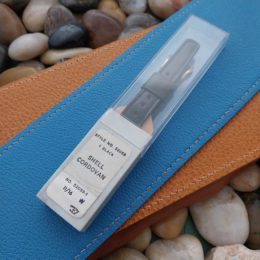 Black Shell Cordovan 18mm Kreisler Unused Classic nos 1960s Vintage Watch Band