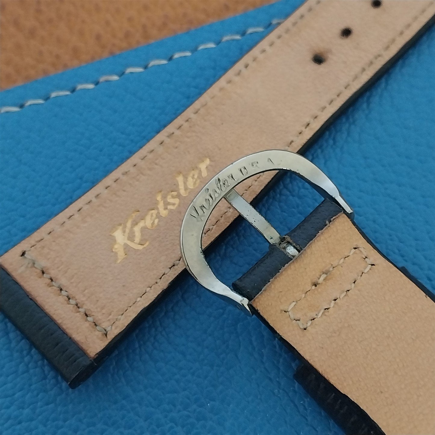 19mm Kreisler Black Boarded Saddle Tapered Unused Classic 50s Vintage Watch Band