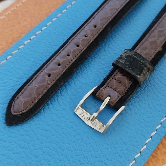 Bulova 5/8" Corfam Unused Vintage Watch Band & White Gold-Tone Logo Buckle