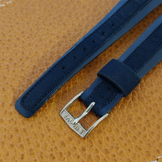 Bulova 16mm Corfam Unused Vintage Watch Band & White Gold-Filled Logo Buckle