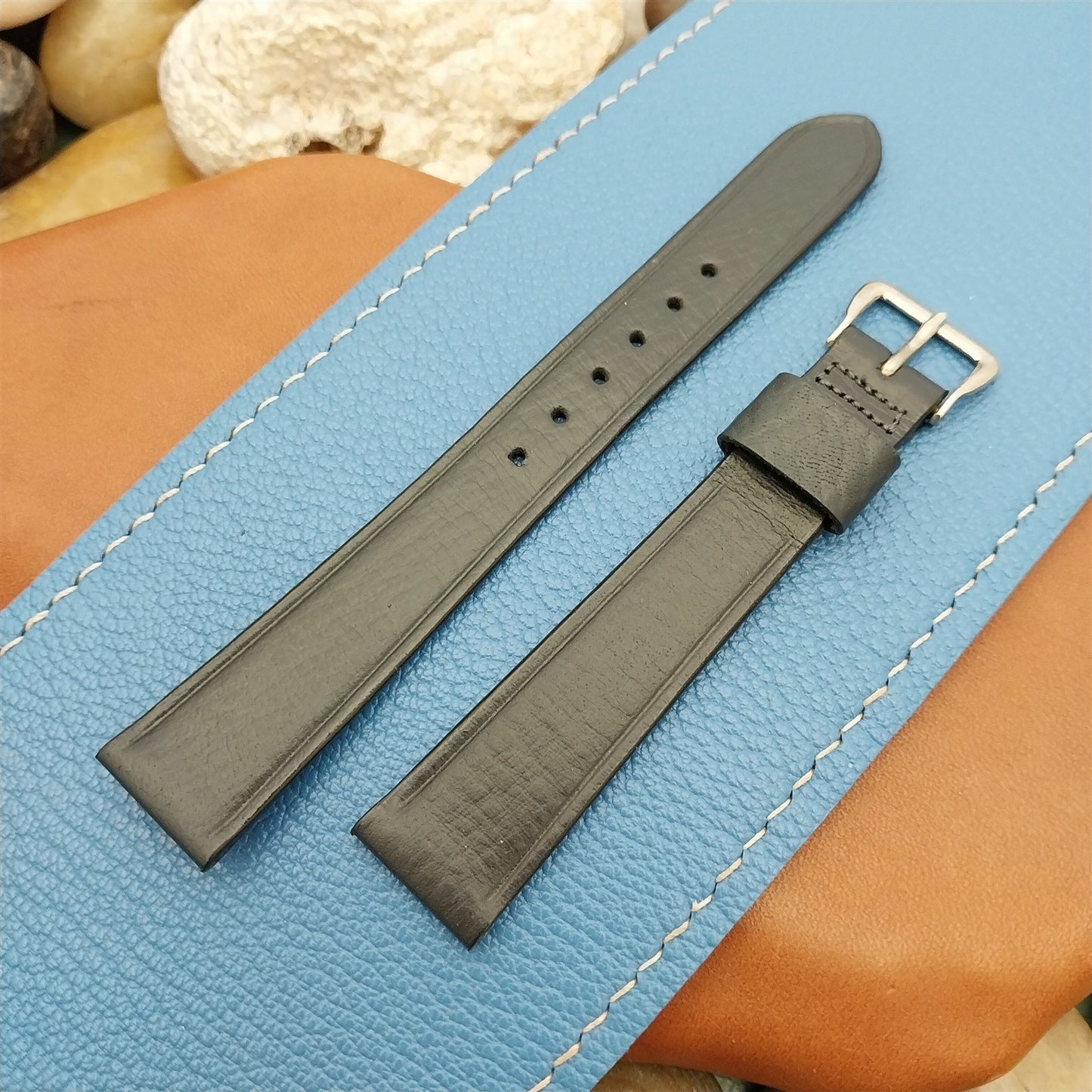 Vintage 5/8" Kreisler Gray Beadline Saddle Leather nos Classic 1960s Watch Strap