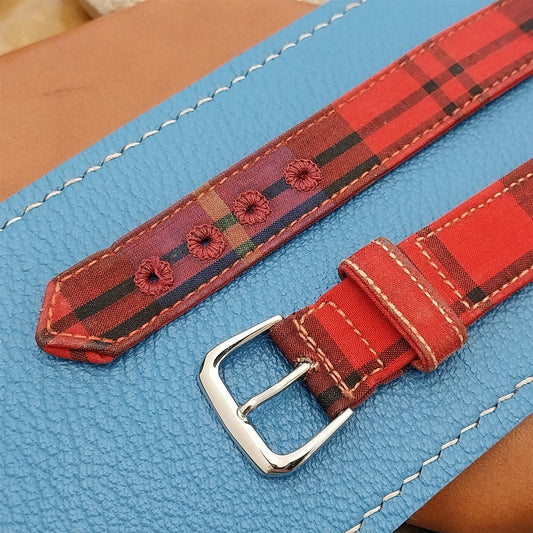 16mm Red Madras Plaid Tropical nos Classic 1950s Unused Vintage Watch Strap
