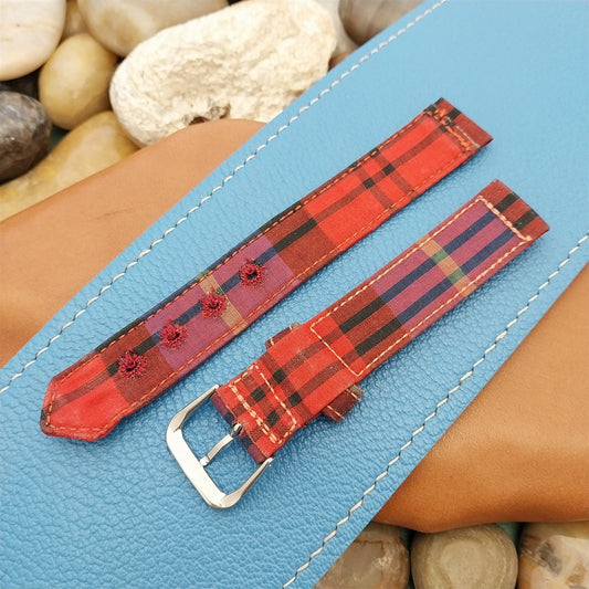 Vintage 16mm Red Madras Plaid Tropical nos Unused Classic 1950s Watch Band