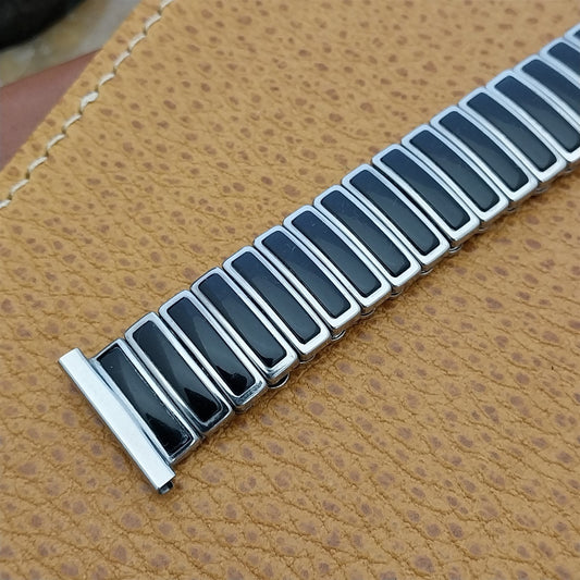 19mm 18mm JB Champion Short Stainless Steel & Black nos 50s Vintage Watch Band
