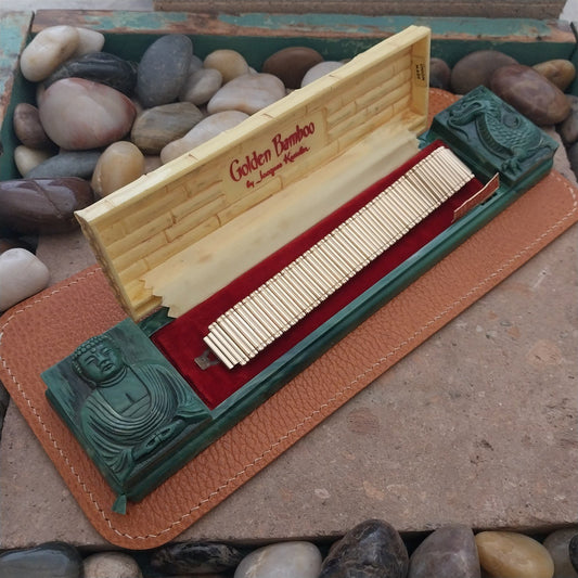 Vintage Wide 5/8" 14k Gold-Fill Kreisler Golden Bamboo Unused 1950s Watch Band