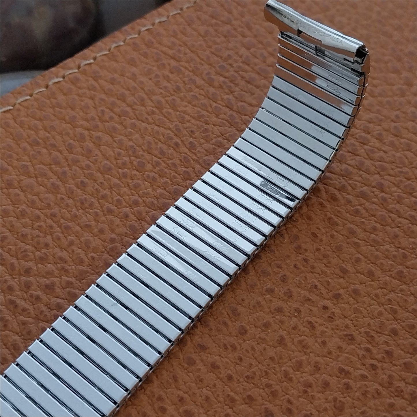 17.2mm 10K White Gold-Filled Classic Speidel Long Thinline Vintage Watch Band