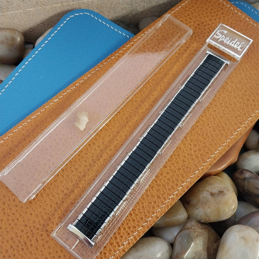 Vintage 19mm 18mm 17mm 16mm Speidel Black & Stainless Steel Romunda Watch Band