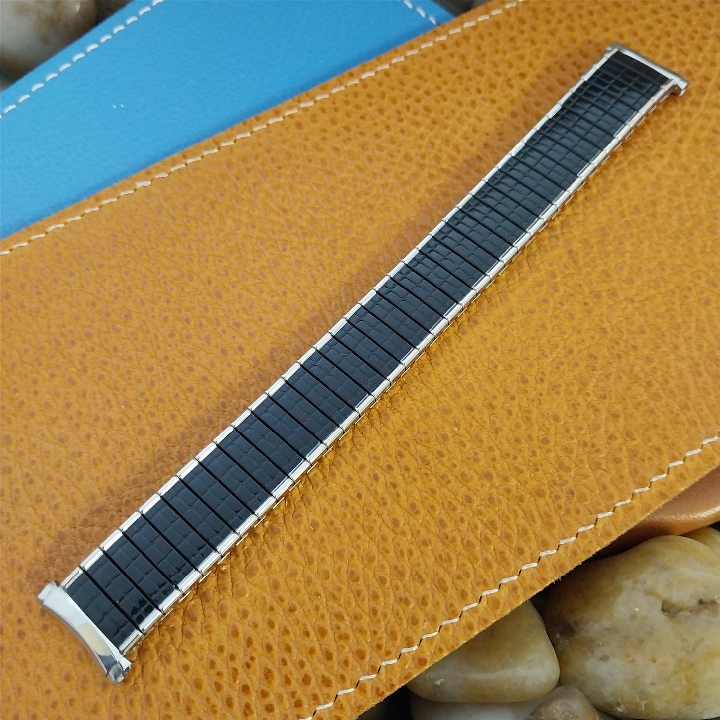 Vintage 19mm 18mm 17mm 16mm Speidel Black & Stainless Steel Romunda Watch Band