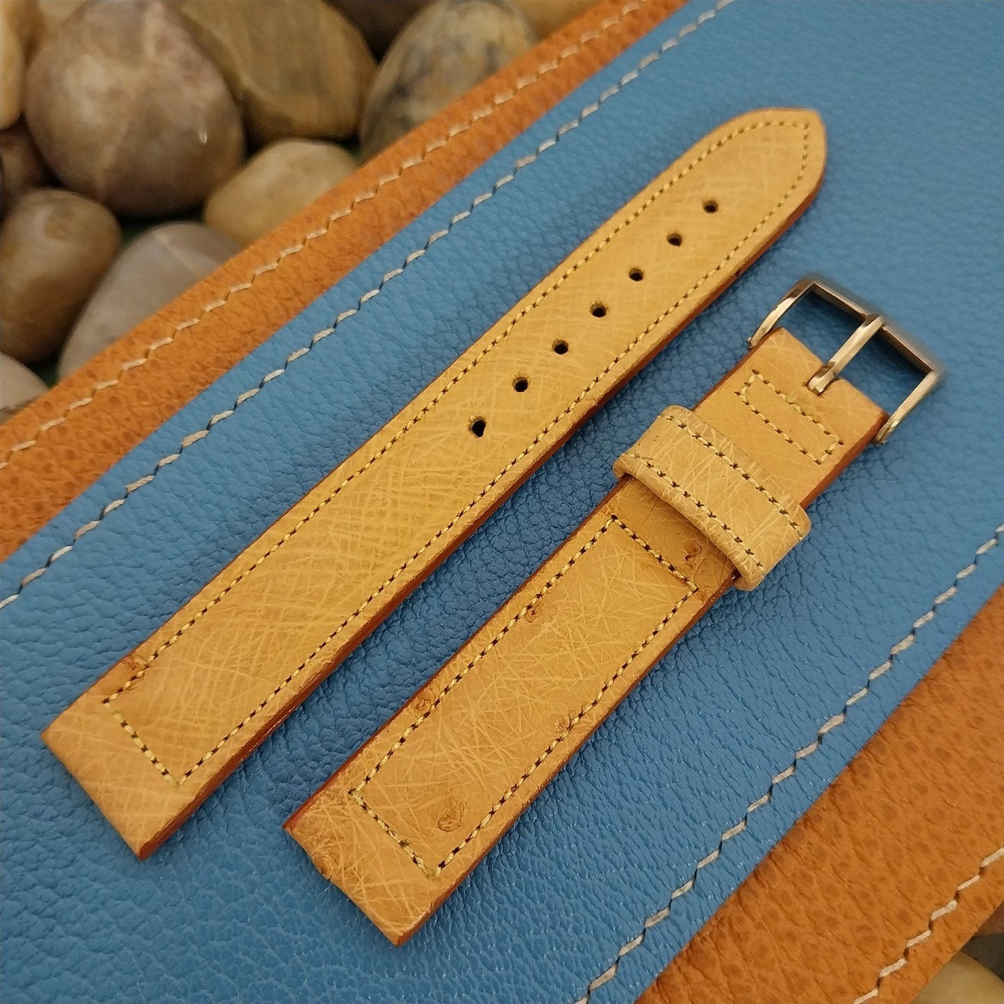 Vintage 5/8" Ostrich Kreisler Unused Classic Single Keeper 1950s Watch Band