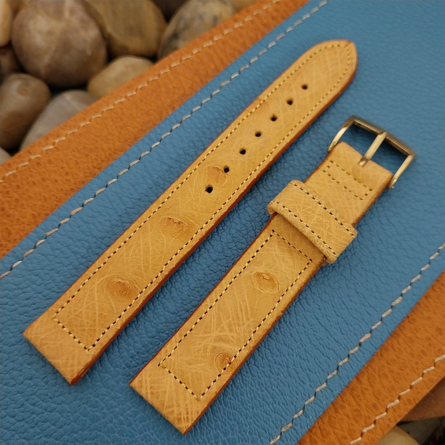 Vintage 5/8" Ostrich Kreisler Unused Classic Single Keeper 1950s Watch Band