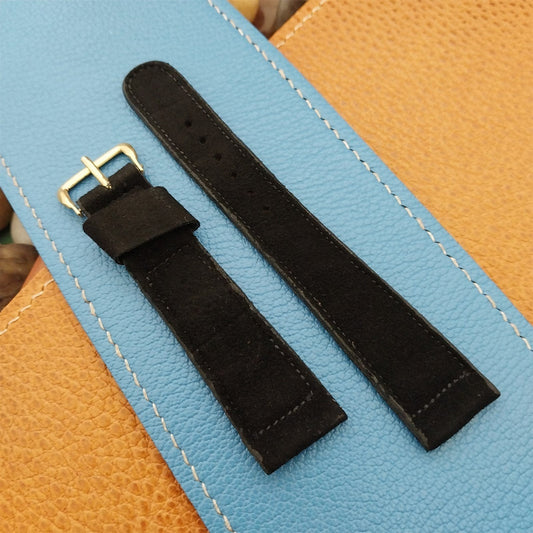 3/4" 19mm Black Suede Tapered nos Unused 1950s Vintage Watch Band