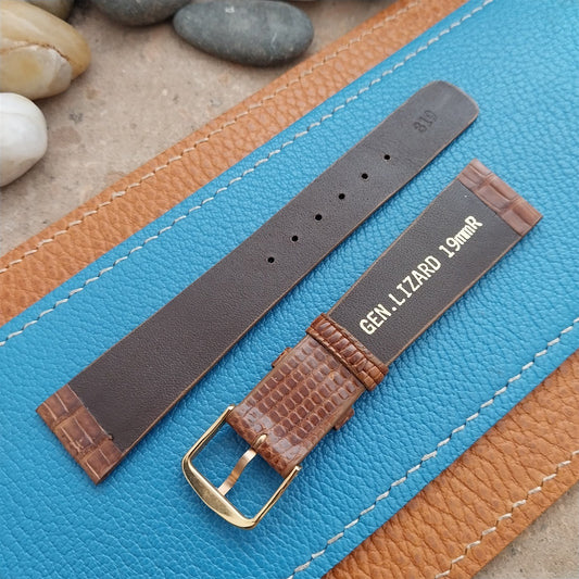 Vintage 19mm Hadley Roma 819 Thin Tapered Lizard Unused nos Classic Watch Strap