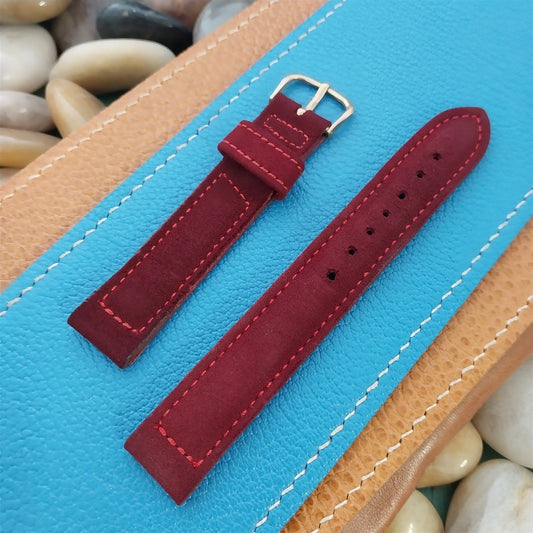 Elgin Burgundy Suede 5/8" nos Vintage Watch Band & Signed Gold-Filled Buckle