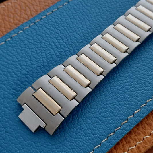 Internal-Lug Speidel Stainless Steel & Gold Wide 1970s nos Vintage Watch Band