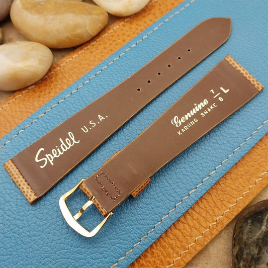 22mm 7/8" Speidel USA Brown Karung Snake Long nos Vintage Watch Band