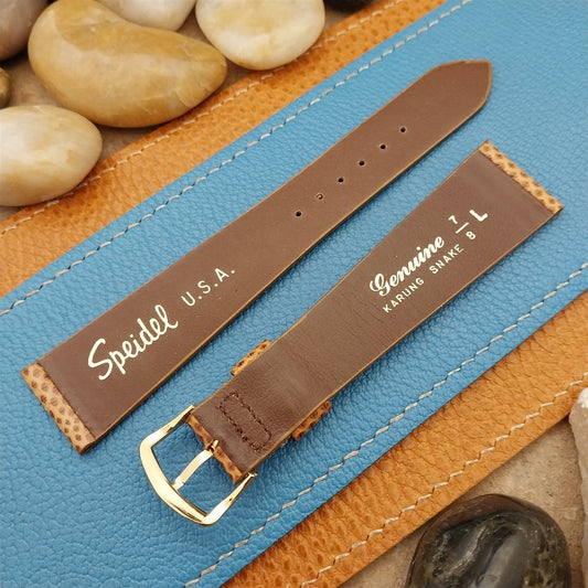 22mm 7/8" Speidel USA Brown Karung Snake Long nos Vintage Watch Band