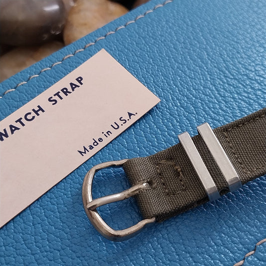 Vintage Single Pass 14mm OD Green Service Canvas 1940s WWII Unused Watch Band