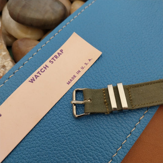 Vintage 1/2" Army Green 1940s Canvas WWII Military Single Pass Field Watch Band