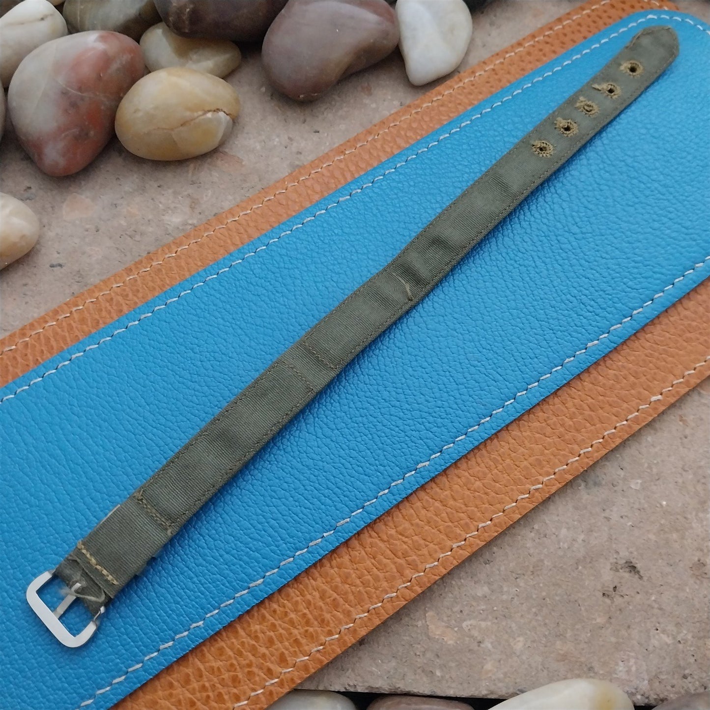 1-Piece 1/2" OD Green Service Poplin Canvas WWII Unused nos Vintage Watch Band