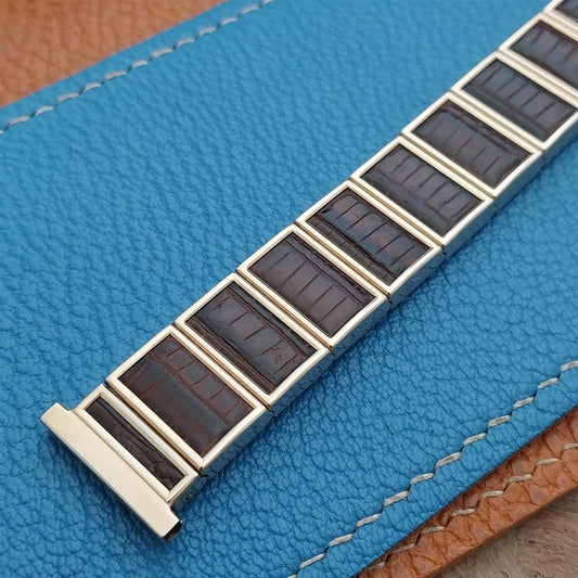 19mm 18mm Gold Filled & Alligator Classic Gemex USA nos 1950s Vintage Watch Band