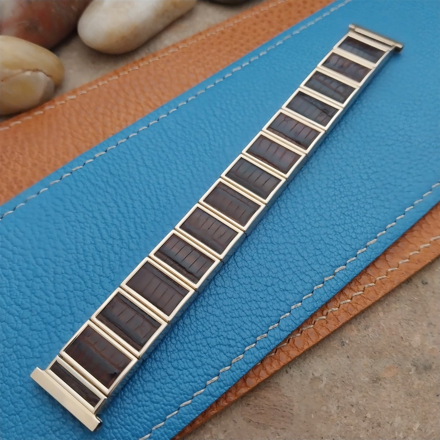 19mm 18mm Gold Filled & Alligator Classic Gemex USA nos 1950s Vintage Watch Band