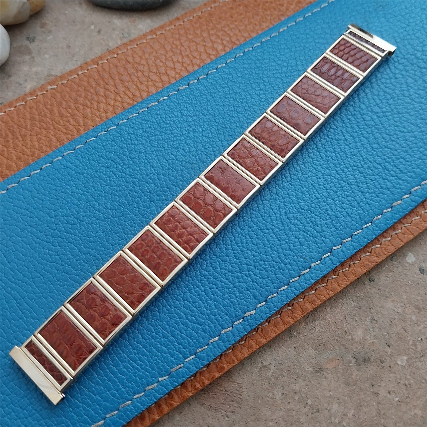 1950s Vintage 17mm 16mm Gemex Gold Filled & Alligator Classic Unused Watch Band