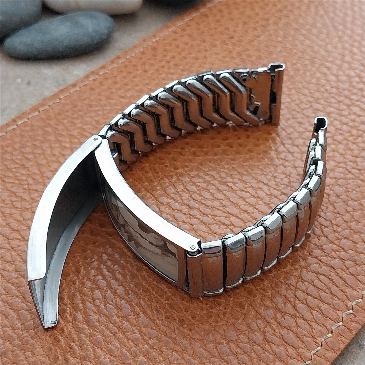 19mm 18mm 1950s Kestenmade Photo Wide Stainless &Sterling nos Vintage Watch Band