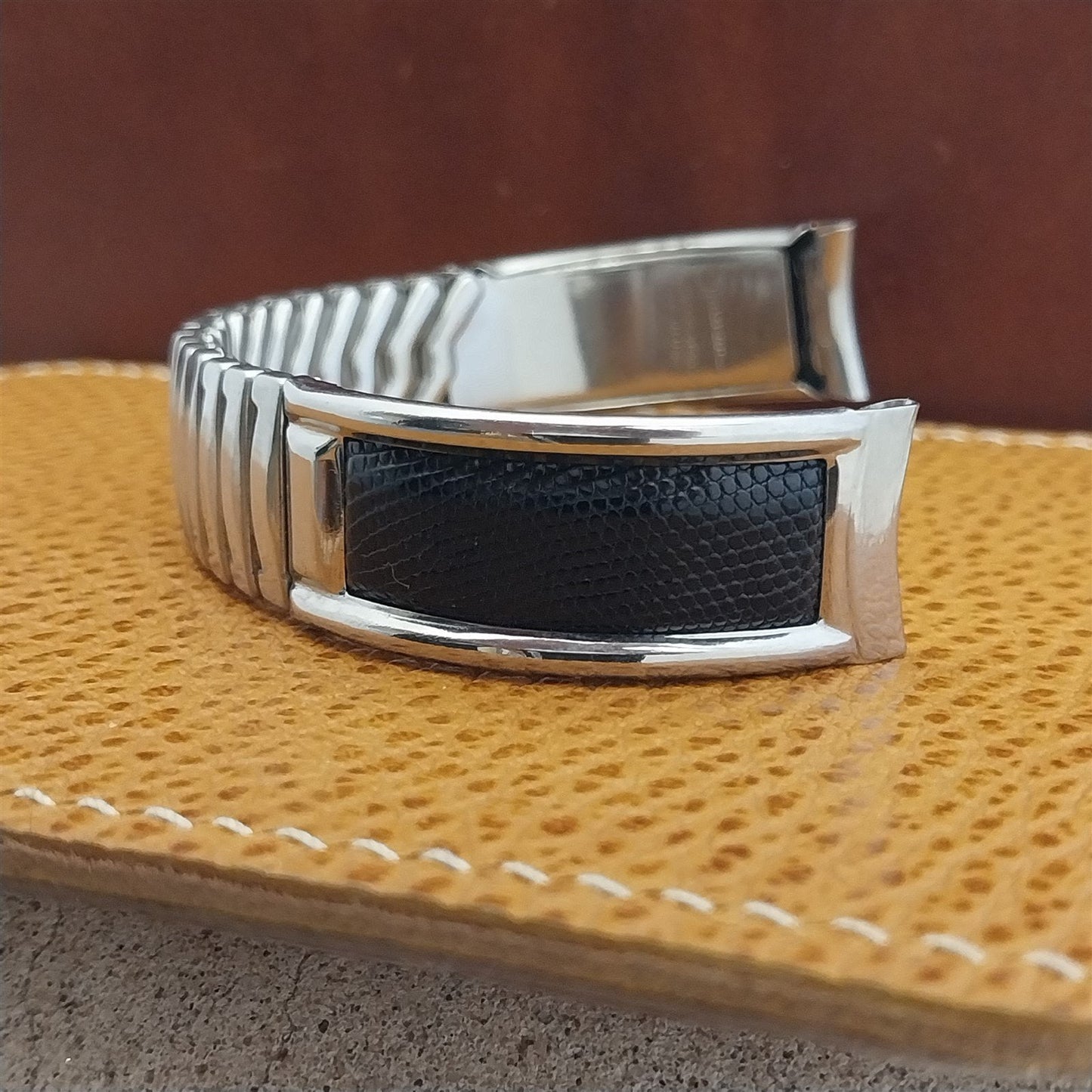 Waltham 1950s Stainless Steel & Lizard nos Classic Unused Vintage Watch Band