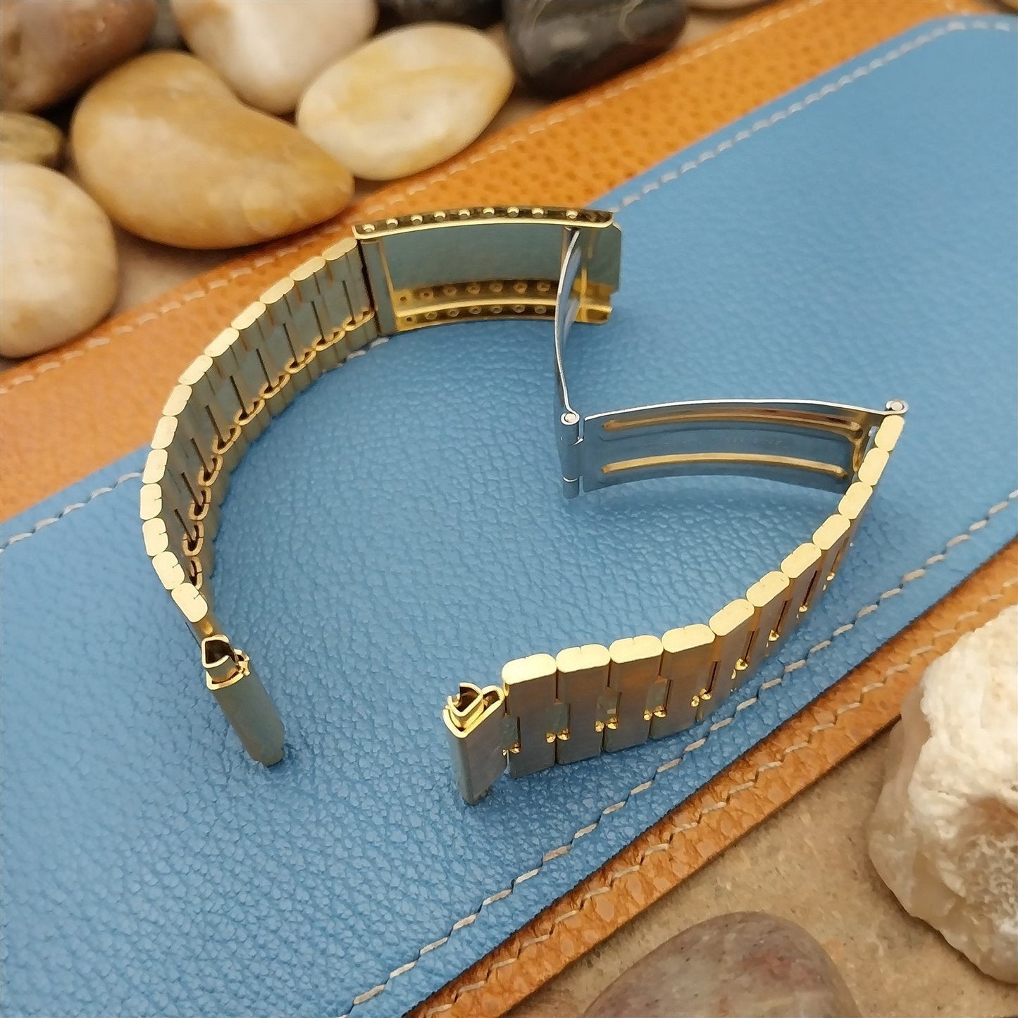 19mm 20mm 21mm Stainless & Gold-Plated LED LCD nos 1970-1980s Vintage Watch Band