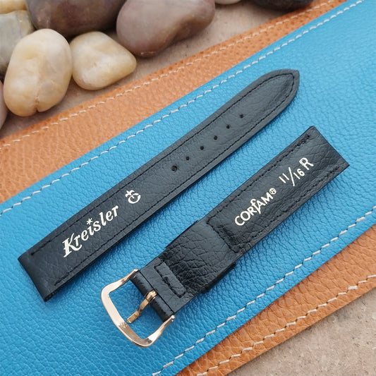 Vintage 11/16" Kreisler Black Corfam Unused Classic Tapered NOS 1960s Watch Band