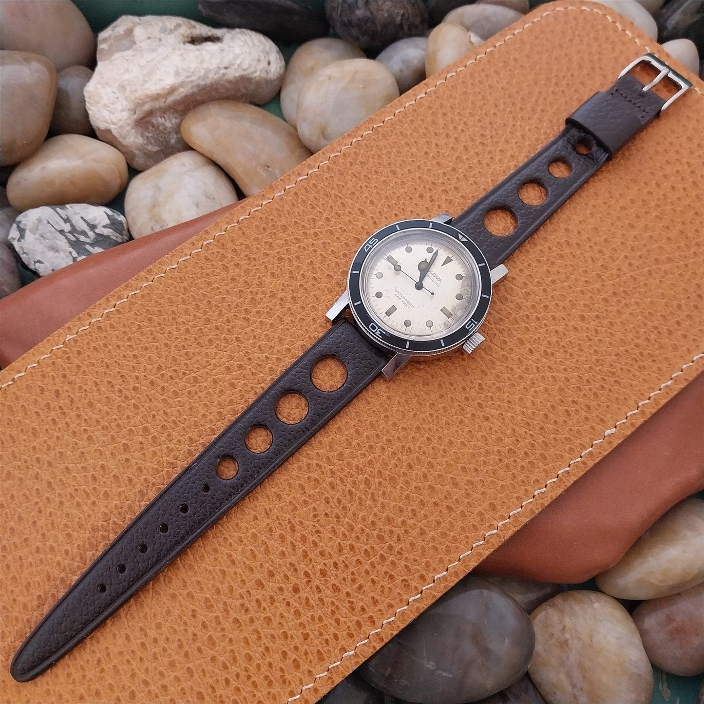 11/16" 17.2mm Kreisler Brown Leather Rally Unused 1960s-1970s Vintage Watch Band